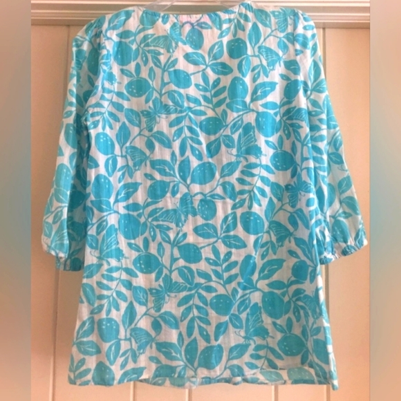 LILLY PULITZER Tunic Floral top with crocket neck half sleeve size S - Picture 3 of 6
